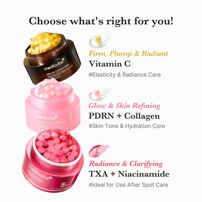 Capsule Cream with Salmon DNA PDRN Pink Collagen | Lightweight Moisturizing Cream with PDRN, Niacinamide for Uneven Skin Tone and Texture, Glow Hydration | Korean Skincare, 1.94 Oz
