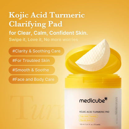 Peel & Wipe Clarifying Duo: Turmeric Peel Shot & Kojic Acid Toner Pads | Gentle Exfoliation & Texture Refining Routine | Ideal for Soothing, Balancing, Smoothing Uneven Skin Tone & Texture