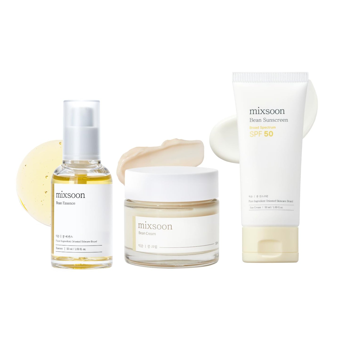 Daily Bean Signature Set, Bean Essence + Bean Cream + Bean Sunscreen, 3-Step Korean Skin Care Routine for Hydration, Glow & Daily Sun Care