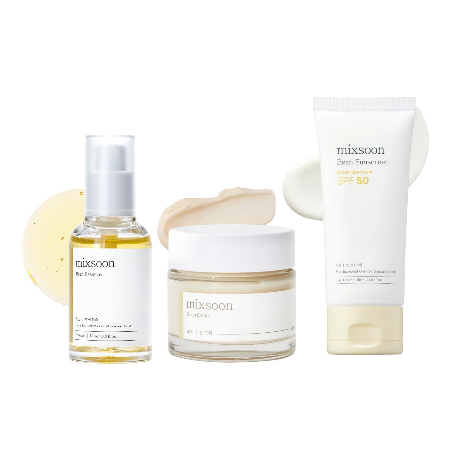 Daily Bean Signature Set, Bean Essence + Bean Cream + Bean Sunscreen, 3-Step Korean Skin Care Routine for Hydration, Glow & Daily Sun Care