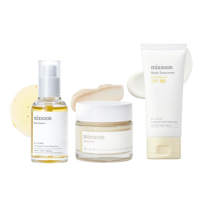 Daily Bean Signature Set, Bean Essence + Bean Cream + Bean Sunscreen, 3-Step Korean Skin Care Routine for Hydration, Glow & Daily Sun Care
