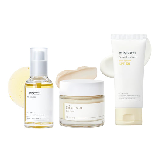 Daily Bean Signature Set, Bean Essence + Bean Cream + Bean Sunscreen, 3-Step Korean Skin Care Routine for Hydration, Glow & Daily Sun Care
